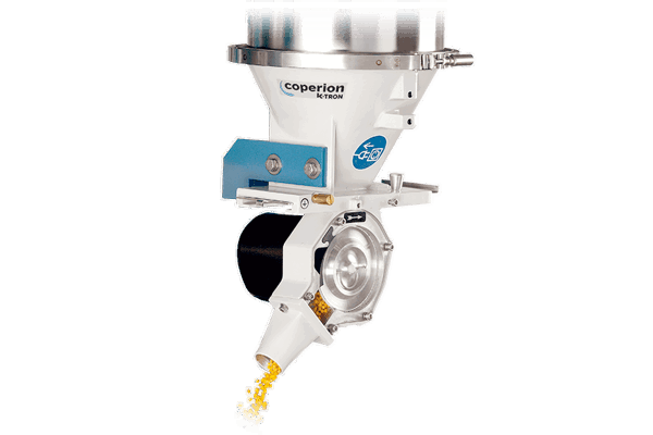 Coperion K-Tron Dosiergerät BSP-100 beim Dosieren von Pellets