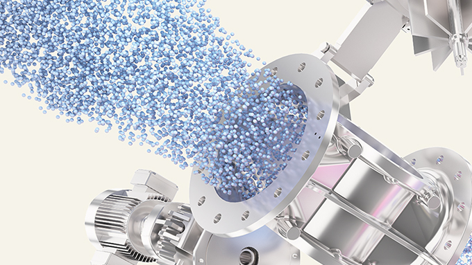 Coperion rotary valve for feeding and metering plastic pellets in pneumatic conveying systems