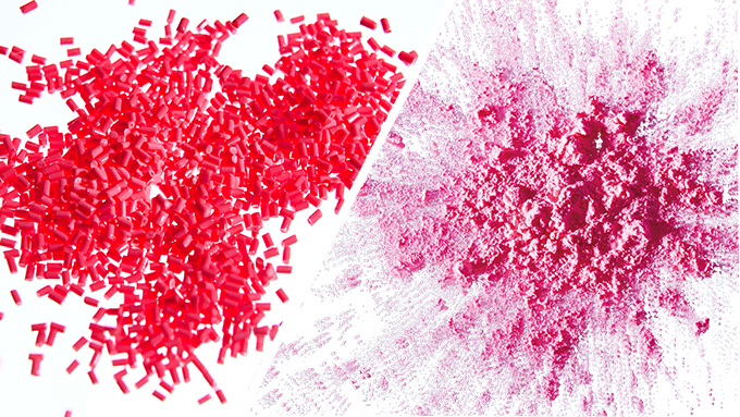 Comparison of plastic pellets and powder bulk materials